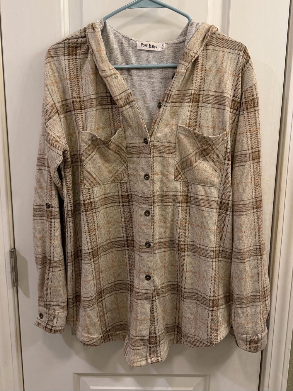 RoomMates plaid hooded flannel